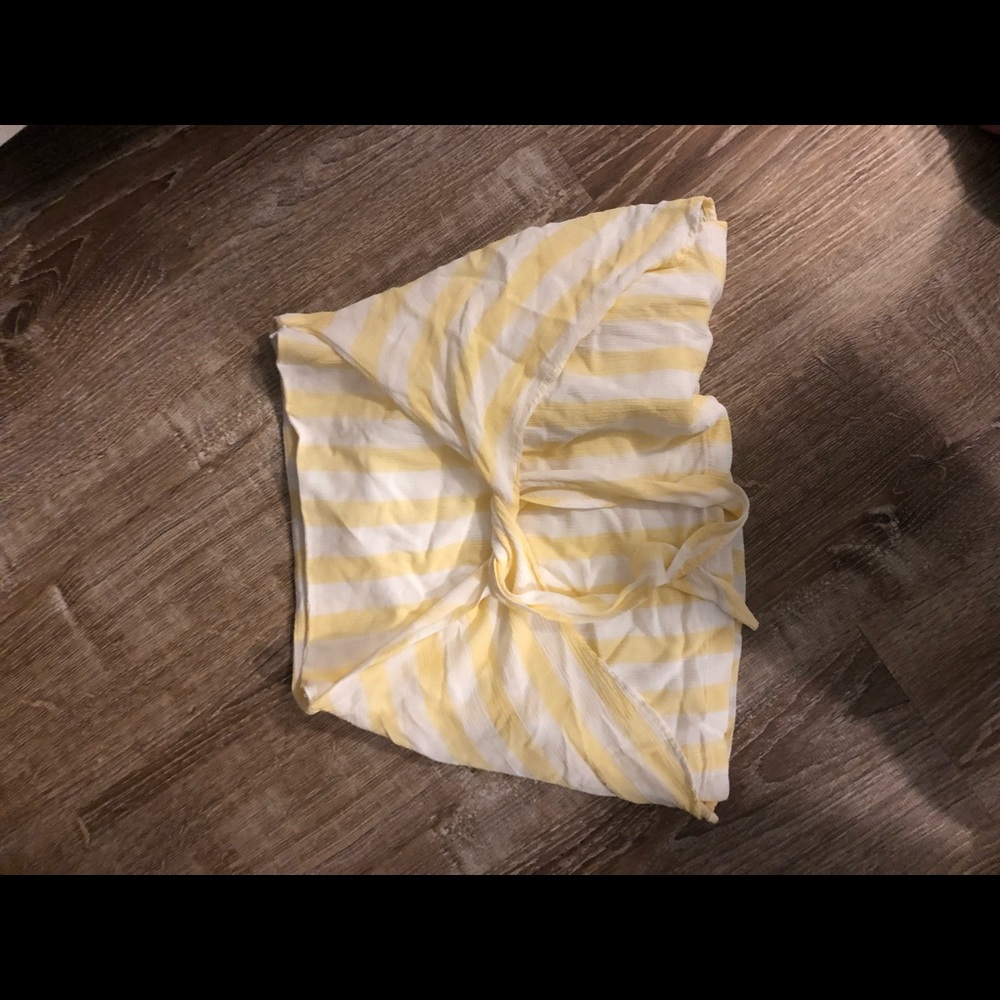 Yellow striped skirt with tie